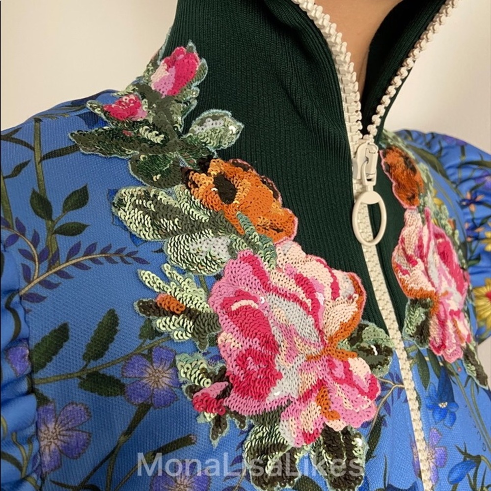 New GUCCI New Flora Sequin Turtleneck Track Jacket - Picture 5 of 9